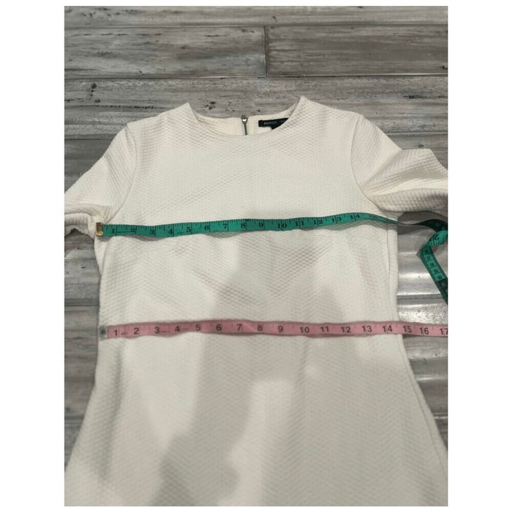 Mango White Structured Textured Mini Dress CBK Quiet Luxury Size M - Picture 15 of 15